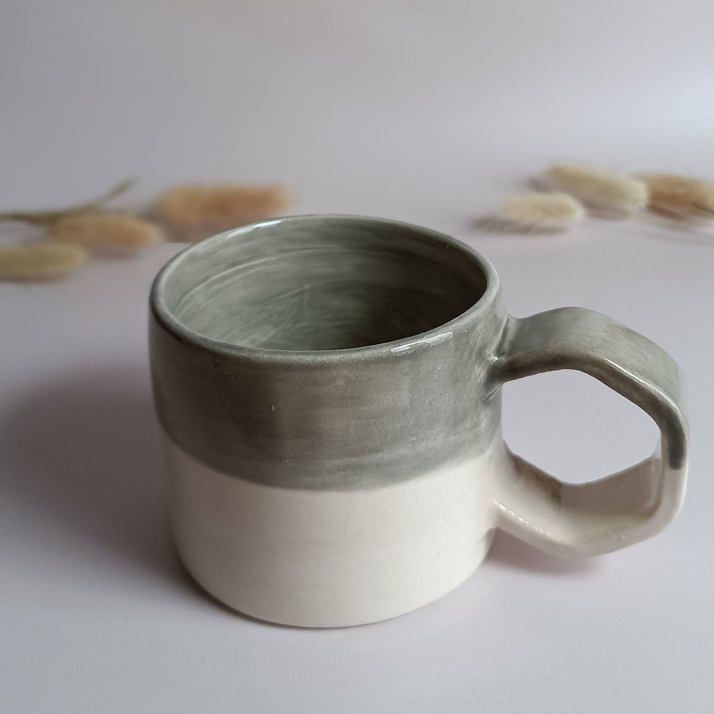 Mug artisanal gris et blanc