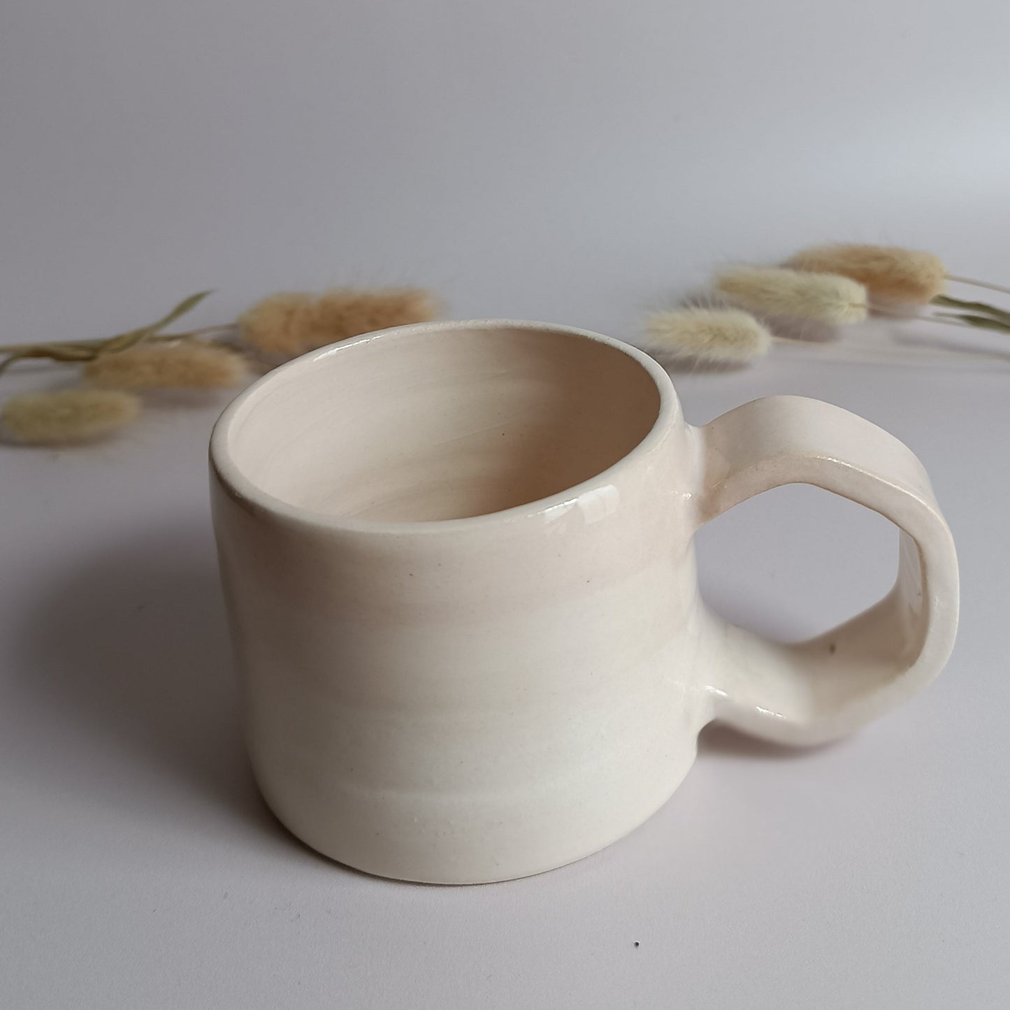 Mug artisanal rose et blanc