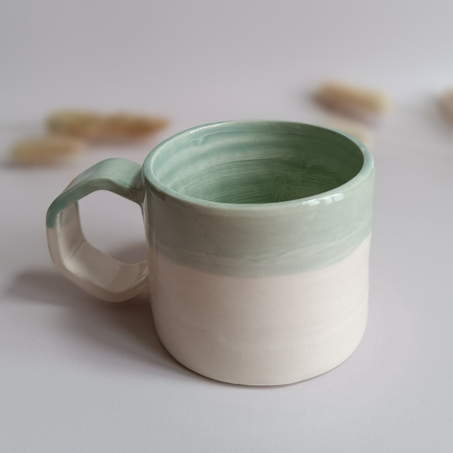 Mug artisanal vert et blanc
