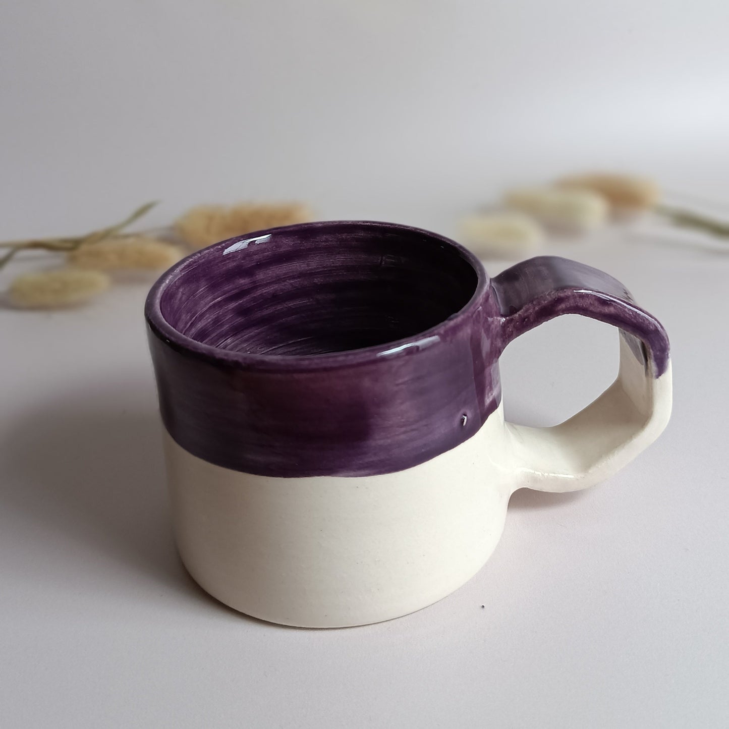 Mug artisanal violet et blanc