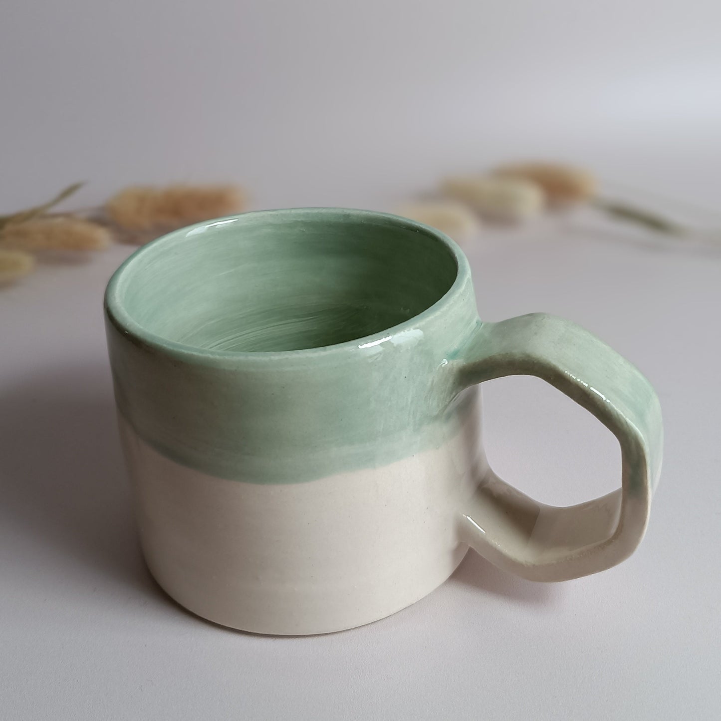 Mug artisanal vert et blanc